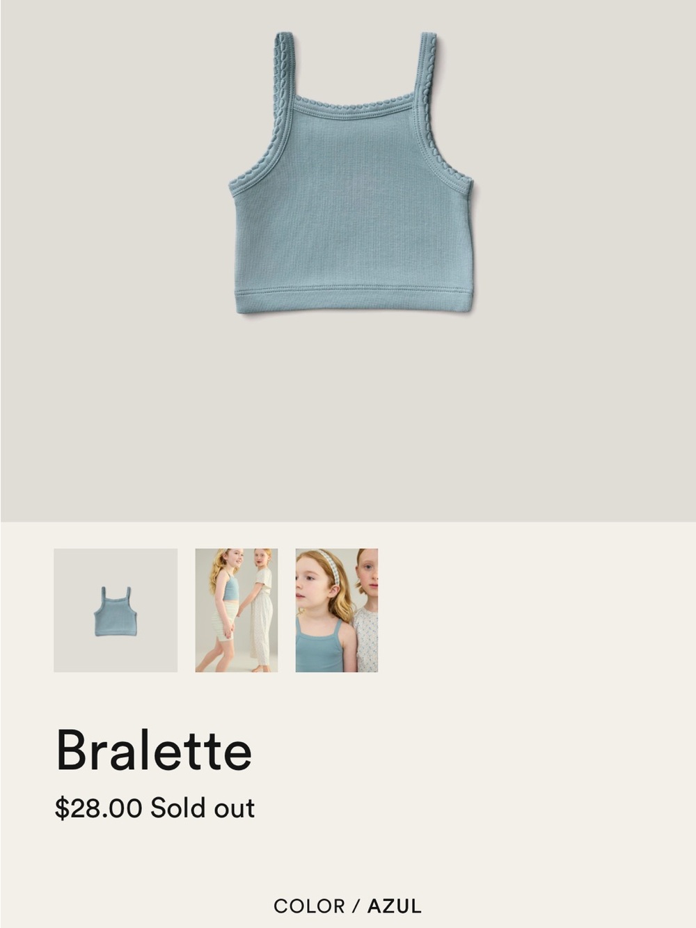 Kids Azul Tank Bralette Top